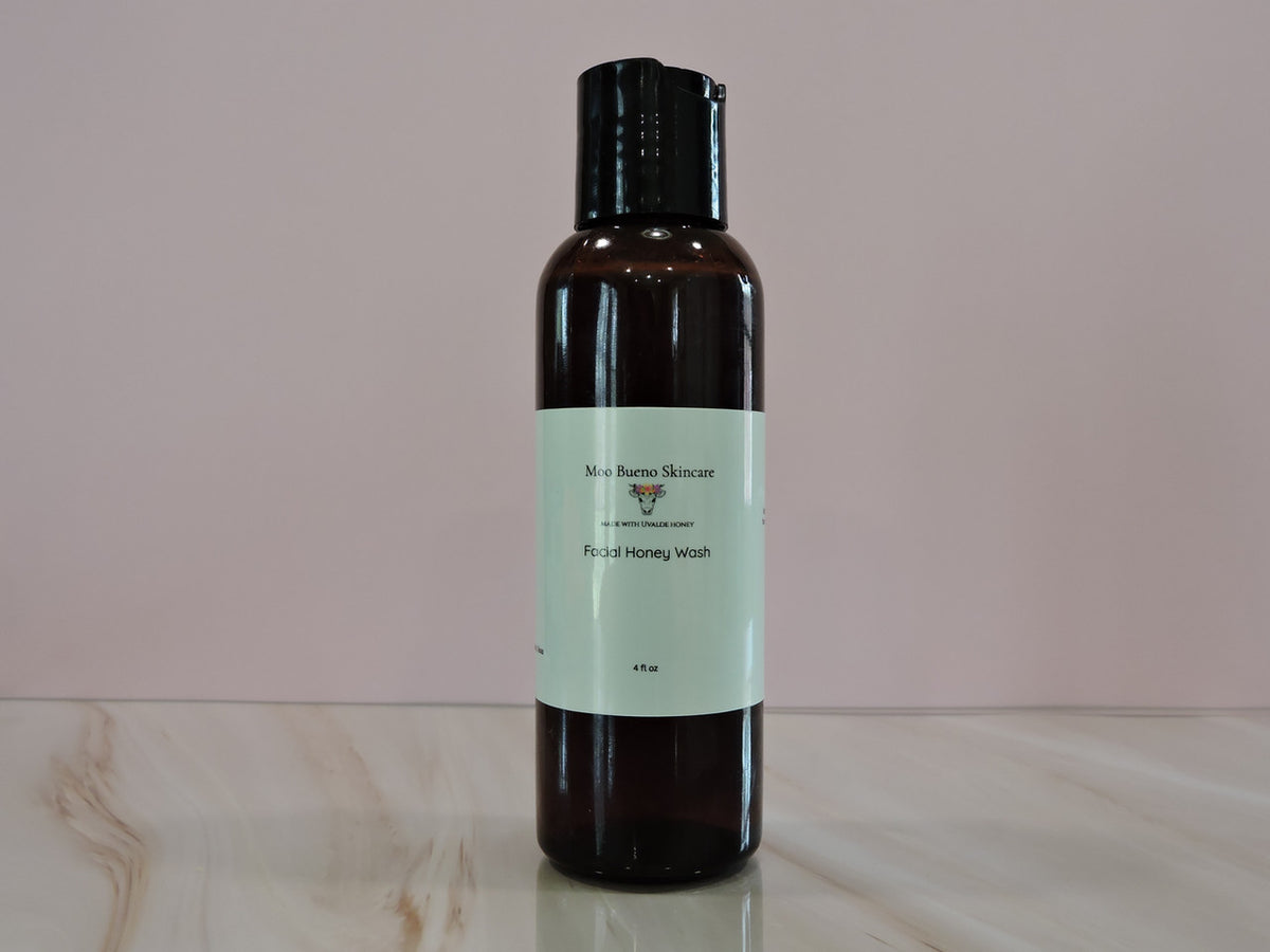 Moo Bueno Honey Facial Wash with raw Uvalde honey and rosehip